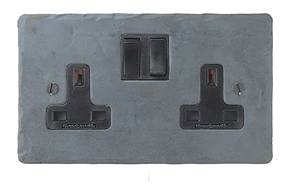 13 Amp Double Switched Socket 32-917 Hammered Patine