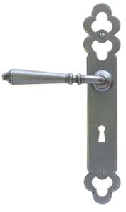 X01-481 Decorative Latch Lever Handles Patined